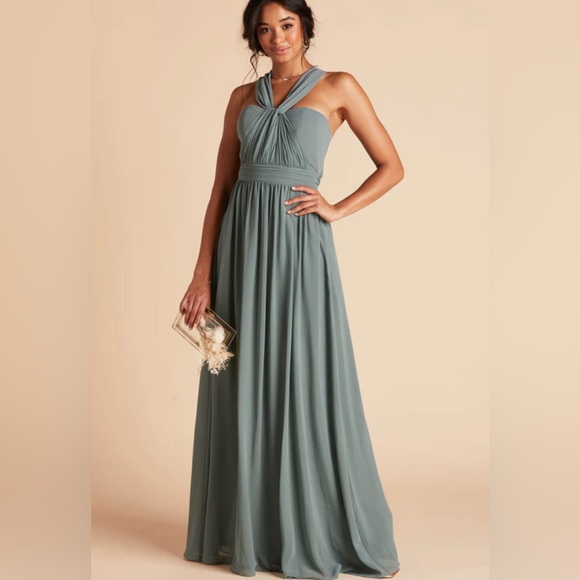 Birdy Grey GRACE CONVERTIBLE DRESS 
CHIFFON SEA GLASS LARGE NEW NWT BRIDESMAID - Picture 3 of 6